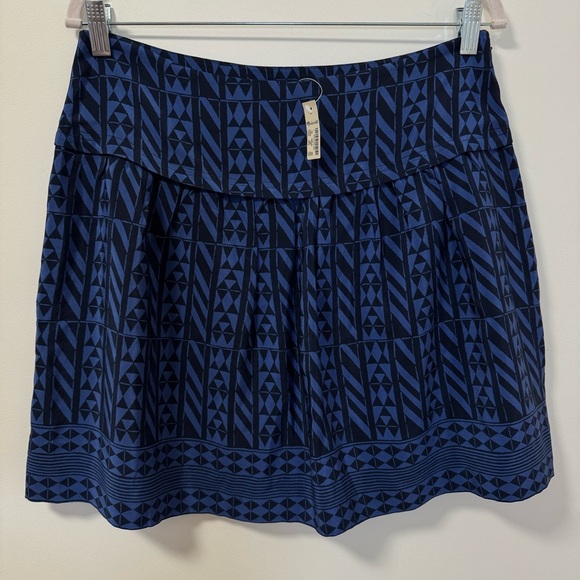 Madewell Skyline Silk Mini Skirt Geometric Blue Black Print Size 10 NEW - Picture 3 of 8